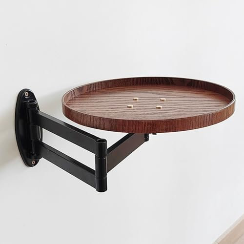 Verstellbarer Winkel, Massivholz, zusammenklappbar, Wandtisch, für Schlafzimmer, Arbeitszimmer, platzsparendes Design, Wandmontage, runder Tisch