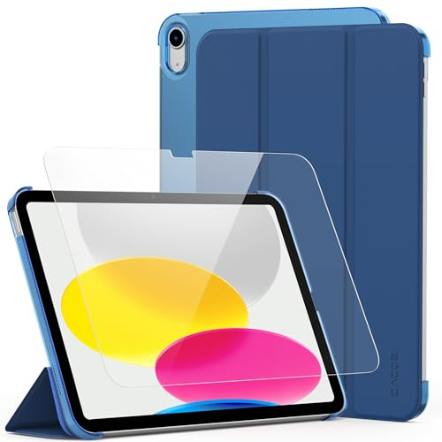CACOE Case for iPad A16 11th/10th Generation with Screen Protector | (2025/2022) 11/10.9 inch Full Protective Tablet Cover for iPad 11/10 Gen,Dark Blue