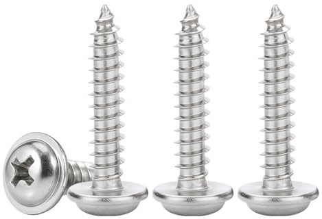 ‌Drenky 50 Piezas Tornillos Autorroscantes Con Arandelas M4x16mm Acero Inox A2 V2A Tornillos Roscachapas Con Arandela Para Madera, Cabeza Ancha Abombada Cruciforme, Rosca Completa