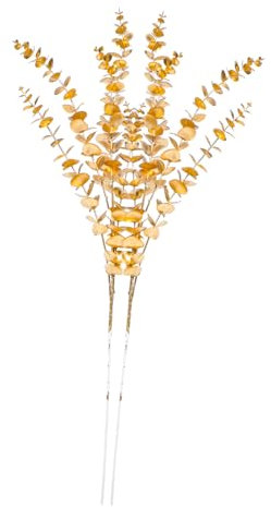 TOPPERFUN 2stücke Goldene Künstliche Eukalyptusstiele Als Tafelaufsatz Für Blumenarrangements Grüne Eukalyptus-tischaufsätze Moderne Herbstdekoration Mit Zweigdekor