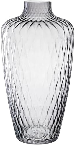 LEONARDO HOME Giulia Jarrón • 1 pieza • Jarrón de flores de cristal gris • 7,2 cm • Jarrón elegante con aspecto táctil • Jarrón de cristal para ramos creativos • Diseño atemporal • Altura 38 cm • Gris