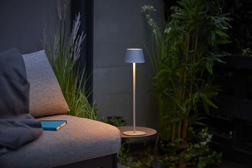 Northpoint 3in1 LED RGB Tischlampe Flaschenleuchte max. 45cm hoch mit 3000mAh Akku 200lm warmweiß und stufenlos dimmbar für Innen und Außen chrome