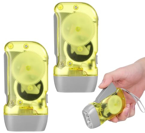 CLISPEED Lampes de Poche à Manivelle Portables Faciles à Utiliser Lot de 3 en Plastique Couleur Aléatoire Lampe Torche de Secours Compacte pour Travail et Réparation