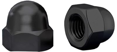 QANCEN 10 Piezas Tuercas Ciegas Hexagonales M10, Acero Inoxidable A2 Tuercas de Sombrerete DIN 1587, Tuerca Bellota Negro para Tornillos, Pernos y Varillas Roscadas
