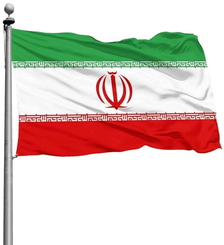 Drapeau Coupe du Monde 2026 - Drapeau national officiel 1,5 m x 90 cm, double face, avec œillets en laiton, États-Unis, Canada, Mexique (Iran)