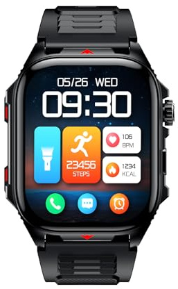 Bewinner Smart Sportklocka för Män Kvinnor, 2,01 Tum Högupplöst Färgskärm, 100+ Sportlägen, Smartwatch Health Management, 15 Dagars Batteritid, IP68, Kompatibel med Android IOS (Svart)