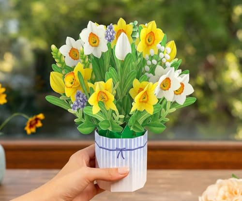 papercrush Mazzo di fiori pop-up con campane pasquali – Biglietto di auguri di compleanno 3D come regalo per donne, carte di recupero, mutmacher & Good Besserung, biglietto di ringraziamento con