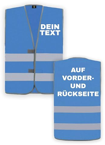 NIMAMA Personalisierte Warnweste für Erwachsene mit eigenem Text - EN ISO 20471 zertifizierte Sicherheitsweste - Reflektierende Fahrradweste für Herren & Damen - Auto & Fahrrad Warnwesten