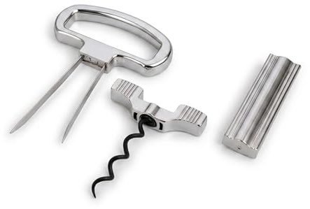 Abridor de vino profesional 2 en 1 para botellas antiguas, extractor de corcho de dos puntas y sacacorchos, removedor sin daños para corchos frágiles o quebradizos, gris plateado