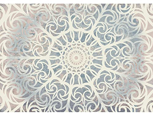 Runa Art Fototapete Mandala Orientalisch 352 x 250 cm Vlies Tapeten XXL Moderne Wandtapete Wohnzimmer Schlafzimmer Blau Beige Weiss 9286011c