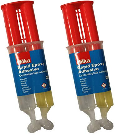 (Pack of 2) Hilka 2 Part Epoxy Syringe Rapid Setting Adhesive Glue Plastic Metal Wood etc