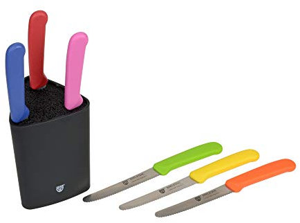 Gräwe Bloc à couteaux universel avec 6 couteaux de petit-déjeuner Noir Bloc à couteaux avec 7 couteaux coloré