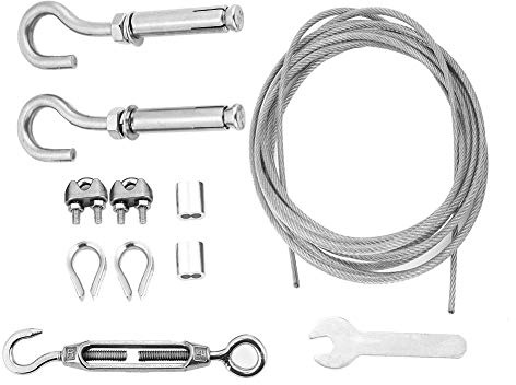 Edelstahl Outdoor Wäscheleine Heavy Duty Wäscheleine Drahtseil mit Spannschloss und Haken(8m),andere Befestigungselemente