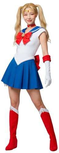 Funidelia Costume Ufficiale di Luna - Sailor Moon per donna, Include abito, collana, tiara, guanti e copristivali, Anime, Cosplay - Tenuta per adulti per Carnevale e Halloween - Taglia M