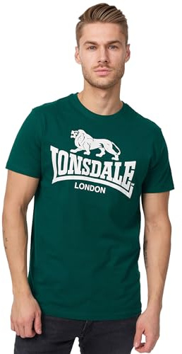 Lonsdale Logo T-Shirt, Verde Bottiglia, XXL Uomo