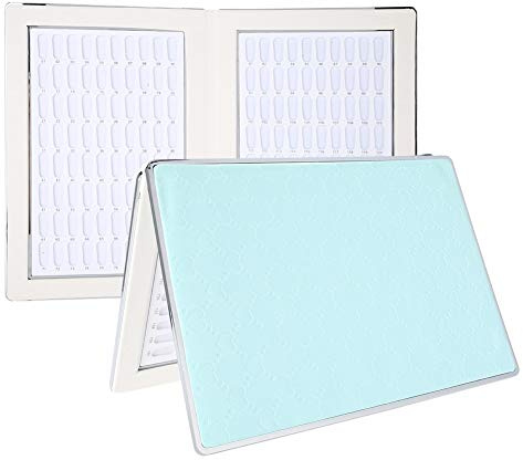 Nail Color Chart Card, 160 Colors Slots Acrylic Nail Polish Display Book with Back Adhesive Nail Gel Polishing Practice Manicure Design Showing Shelf(Blue)