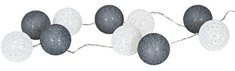 levandeo Guirnalda de 10 luces LED con bolas de algodón, color blanco y gris