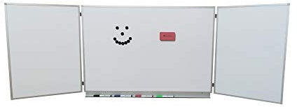 OrgaScout Klapptafel Set - 60cm x 90cm / 60cm x 180cm - beschreibbare Magnettafel weiß mit lackierter Whiteboard Oberfläche - inklusive Tafelwischer, 10 schwarzen Magneten und 4 farbigen Boardmarkern