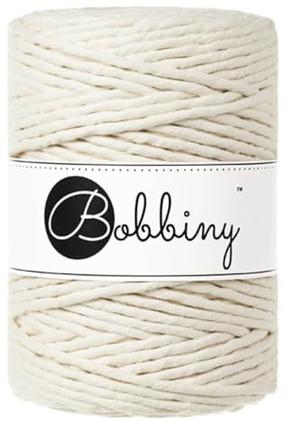 Bobbiny enkeltvinnat makramégarn, XXL, 5 mm, (naturlig), 100 m