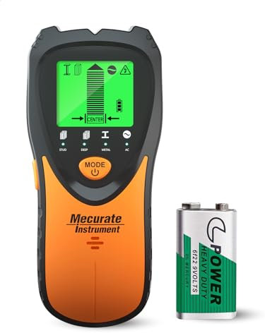 Mecurate Stud Finder Leitungssucher Wand Scanner Detektor Ortungsgerät - 5 in 1 elektronischer Stud mit LCD-Display und akustischem Alarm für Holz AC Live Wire Anzeige,Leitungsfinder