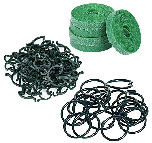 Pflanzenstützen Set für Kletterpflanzen, Wiederverwendbar Pflanzenringe, Klettbinder und Pflanzenklammern für Pflanzen Orchideen Gartenreben