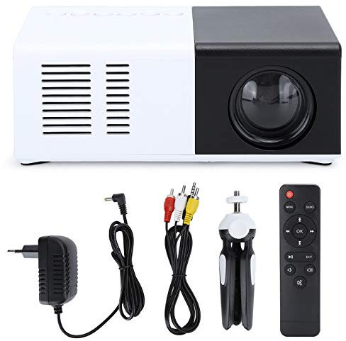Sxhlseller Mini Projecteur, Machine de Projection LED Noir et Blanc, Projecteur Pratique avec Support Triangulaire, Projecteur Portable pour Divertissement à Domicile, Bureau(EU)