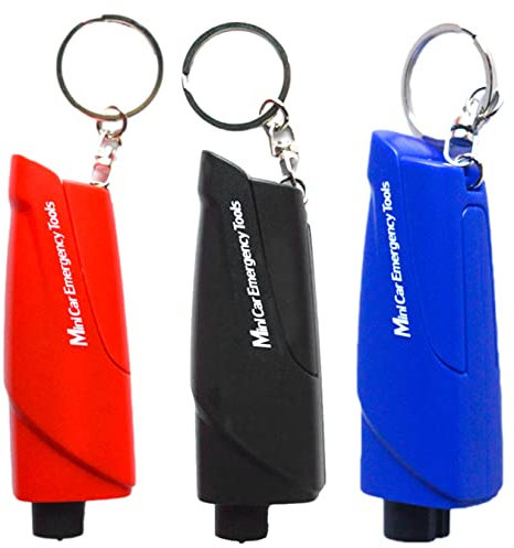 Chesoon Fensterbrecher, Sicherheitsgurtschneider, 2-in-1-Auto-Fluchtwerkzeug, Schlüsselanhänger, tragbares Auto-Sicherheitswerkzeug für Land, Unterwasser, 3er-Pack (mit Testglas)