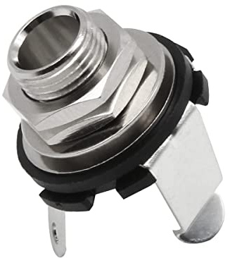 FLEOR 0.25 Inches Guitar Jack Socket Input Output Chrome 6.35mm Jack for Electric Guitar 1PCS