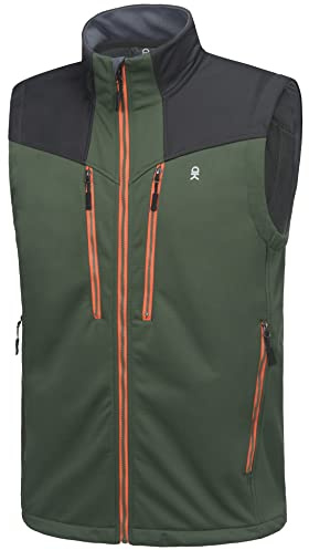 Little Donkey Andy Men's Fleece Lined Outdoor Vest Lightweight Windproof Warm Sleeveless Jacket for Hiking Trekking Travel Golf Jungle Green S