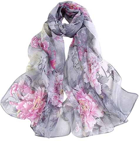 FAIRYGATE Silk Scarf for Women UK Lightweight Scarves Ladies Scarfs Gifts Chiffon Wraps Summer Beach Long Shawl A4419
