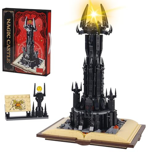 Der Herr der Ringe Schloss, Bausteine, Spielzeug, Architektur, dunkler Turm, Zauberbuch, Bauspiel, bestes Geschenk für 12 Kinder, Mädchen oder Erwachsene (kompatibel mit Lego)