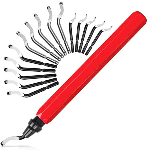 Sbavatore di Attrezzi Set, shirylzee Sbavatura Strumento Universale con 16 Pezzi Lame di Ricambio HSS, 360° Rotanti, Manico Lega di Alluminio per stampante 3D, Plastica, Alluminio, Rame, PVC e Acciaio