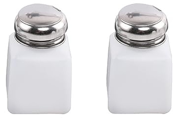 2 x 100 ml Metallkappe, leerer Flaschenspender für Nagellackentferner, Pumpspender, Kunststoffflasche mit Verschluss, Pumpkopf für Lippen, Augen, Make-up-Entferner
