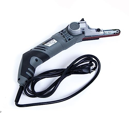Jieotwice Mini Lijadora de Banda Eléctrica, Lijadora Manual de Madera/Metal con 3 Piezas de Cinturones de Velocidad Ajustable 6,3-8m/S 5500-7000rpm 220V 260W