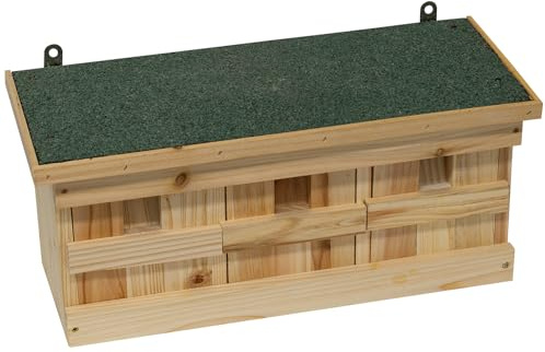 Woodside Wooden Garden Nesting Wild Bird Box for Small Birds, Sparrow Colony Terrace with Weather Protected Roof, 3 Nesting Chambers, Easy Wall Mount