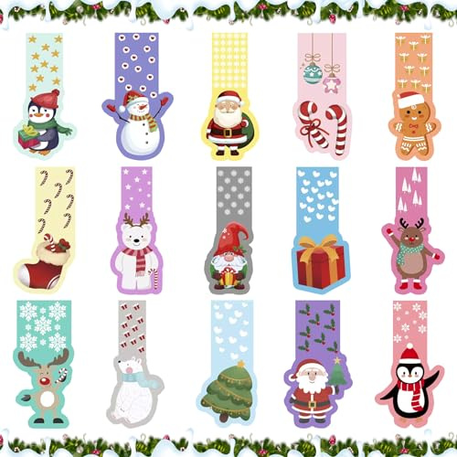 Weihnachten Lesezeichen, 30 Stück Mmagnetische Lesezeichen Kinder, Weihnachtlichem Magnetlesezeichen Niedlichen lesezeichen Clips mit Schneemann, Weihnachtsbaum, Rentier, Weihnachts Geschenke