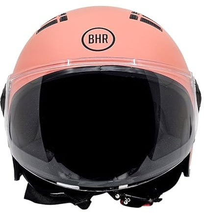 BHR Casco Demi-Jet 834 FLOW - Casco Scooter Estivo Omologato ECE 22.06 con 16 Fori di Aerazione - Visiera Antigraffio e Sgancio Micrometrico, Corallo Opaco, L