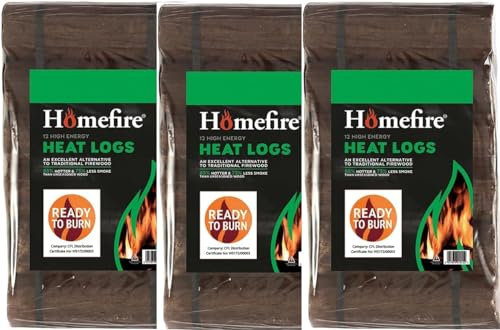 Homefire High Energy Ultra Dry Heat Logs Open Fire Log Eco Wood Fuel (36 Heat Logs)