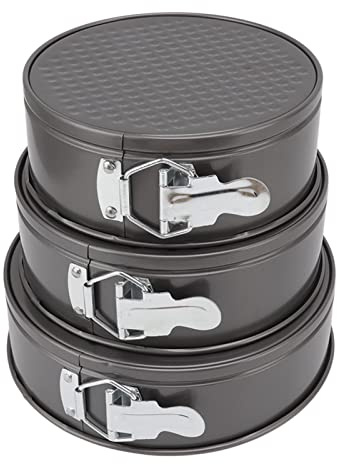 ANKROYU 3 Pezzi Set Tortiere Da Stampo a Cerniera Con Fondo Rimovibile, Tortiere per Cottura Con Rivestimento Antiaderente, Teglia Leakproof Regolabile Con Base Sciolta per Torte Cheesecake(22/24/26)