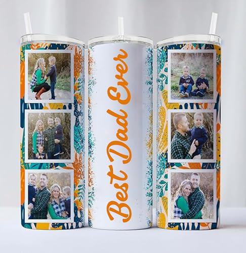 EKAM Personalised Skinny Tumbler - 20oz Stainless Steel Insulation Double Walled Photo Tumblers with Lids and Straws - Customise with Any Photos Image and Text - Ideal for Hot and Cold Drinks