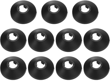 sourcing map Rohrabdeckungen, Dekor, 12 mm, Flansch, Rohrabdeckung, Dekor, PP-Kunststoff, Sanitär-Abdeckplatten, Rosette, Wasserablaufrohr, Linie, Wandflansch, dekorative Abdeckung, schwarz, 11 Stück