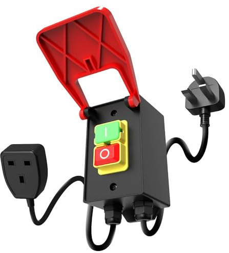 Single Phase On/Off Switch 250V 18A, AIFIZO Emergency Stop Switches Fit for Milling Machines and Other Equipment, Electromagnetic Pressure Switches, Mechanical Switches 250V, 150cm Machine Switch