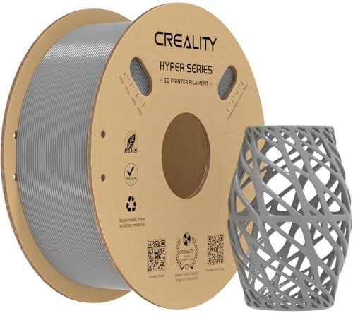 Creality Hyper PETG Filament 1,75mm (Grau), 2024 Neues 1kg 3D-Drucker Filament PETG Hochgeschwindigkeit, 3D-Druckmaterialien für die Meisten 3D-Drucker K1/ K1 MAX/ K1C (1kg/ Spule)