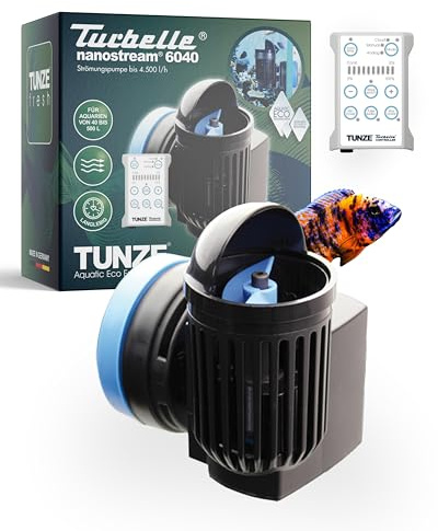 TUNZE Strömungspumpe Turbelle nanostream 6040 I Pumpe mit 200-4.500l/h Strömungsleistung I Propellerpumpe mit Magnet Holder & Silence Klemme bis 15mm Glasstärke I Wasserpumpe für Süßwasser-Aquarium