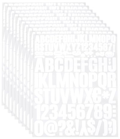QUARKZMAN 810 Stück Vinyl Buchstaben Aufkleber, 10 Blätter 1,5 Zoll Weiße Selbstklebende Niedliche Alphabet- und Nummernaufkleber für DIY Kunsthandwerk, Geschenkkarten, Notizbuch Aufkleber