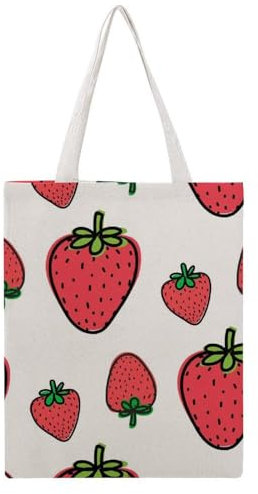VYJLOO Erdbeere Damen Shopper Canvas Handtasche Einkaufstasche Tragetasche Schultertasche Umhängetaschen 38×46cm