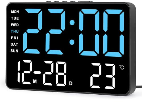 SZELAM Digital Clock,Alarm Clocks for Bedrooms,7.2Large Display Alarm Clock,Dual Alarms with Snooze,5 Level Brightness,Day/Date Display Calendar Desk LED Electric Clock for Table Bedroom,Living Room