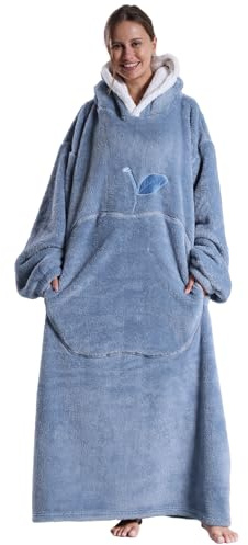 Kawoja Extra Long Oversized Hoodie Blanket,Fleece Adult Wearable Blanket | Giant Front Pocket, Cosy Fleece and Hooded Blanket, Ribbed Cuffs,One Size, Warm Winter Gift for Men & Women,Teenage