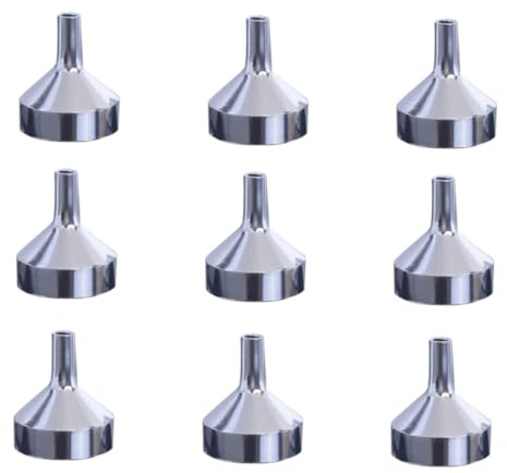 Ciieeo Mini Embudo Metálico Para Líquidos 9 Piezas Tamaño Pequeño Resistente Para Perfumería y Laboratorio Herramienta Dispensadora Portátil Para Viaje
