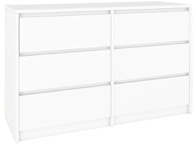 BDW - Kommode mit Schubladen - Sideboard Wohnzimmer - 120 cm breit, 77 cm hoch - Schubladenkommode für Schlafzimmer, Kinderzimmer, Jugendzimmer, Flur - Weiß